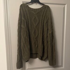 Princess Polly Khaki Cable Knit Sweater